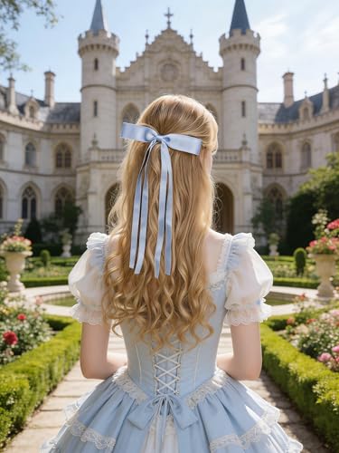 Cupeou Small Hair Bows with Long Tails - 12 PCS Ribbon Bow Clips