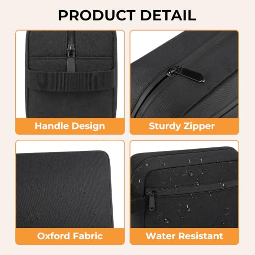 INTARN Waterproof Travel Toiletry Bag for Men and Women, Black Cosmetic and Shaving Kit Organizer