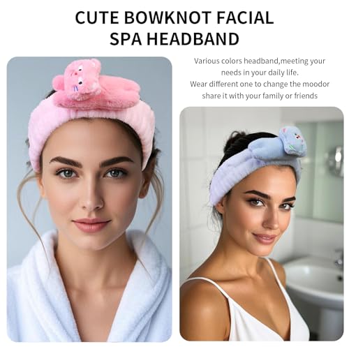 Kawaii Spa Headbands for Women 2-Pack Cute Fleece Face Wash Headband