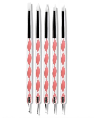 Dual-Ended Nail Art Dotting Tools & Silicone Sculpting Pens Set 5PCS