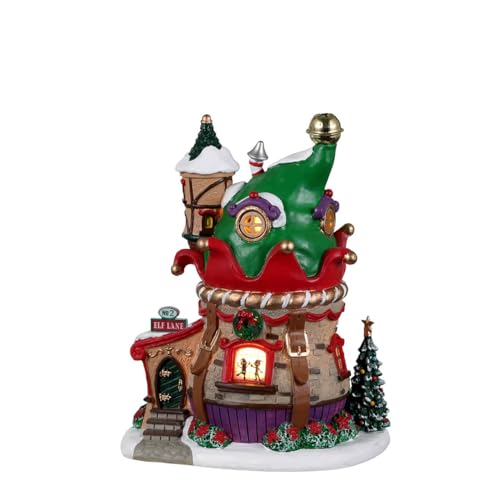 Lemax Elf Lane Village Scene with Lights and Switch - Christmas Decor