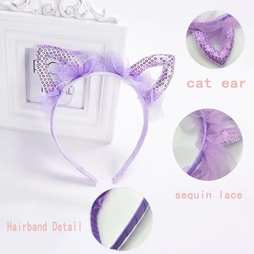Black Sequins Lace Cat Ears Headband Cute Hair Accessory for Girls