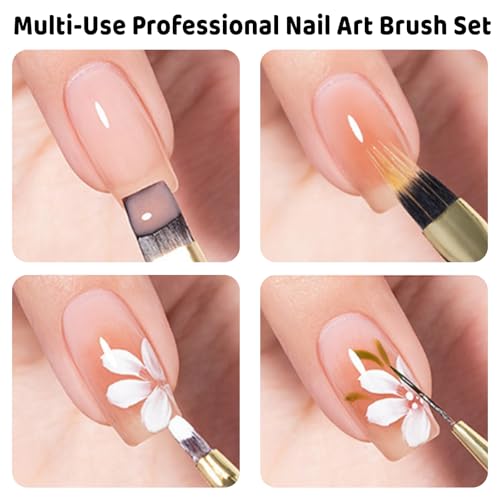 LERAO 9-Piece Professional Acrylic Nail Art Brush Set for Gel & Polygel