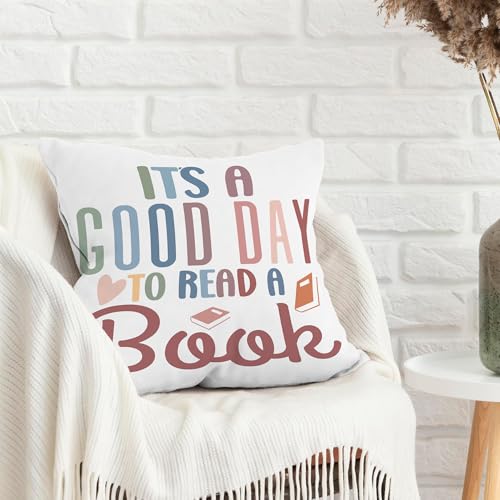 Inspirational Boho Reading Throw Pillow Cover - 18x18in