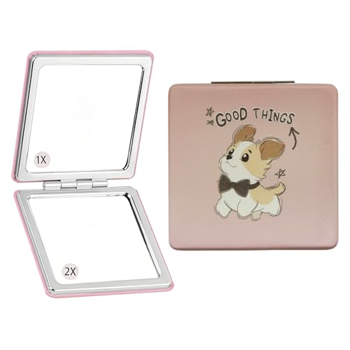 GOGUDIZ Compact Pocket Makeup Mirror - 1X/2X Magnifying Travel Mirror