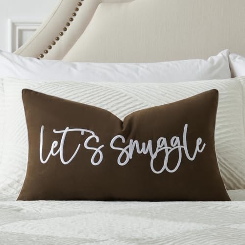 Let's Snuggle Decorative Lumbar Pillow Cover - Brown 12x20"