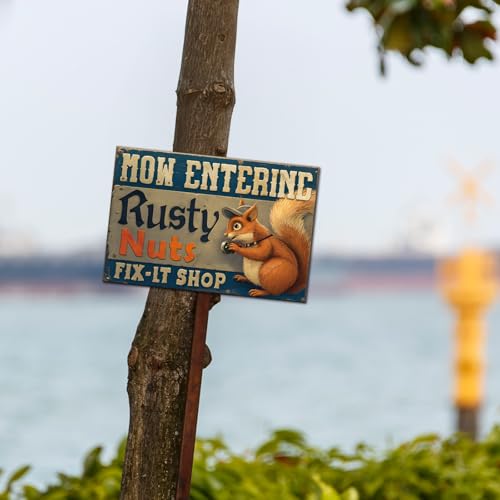 Funny Metal Tin Sign Rusty Nuts Fix It Shop Wall Decor 12x8 Inch