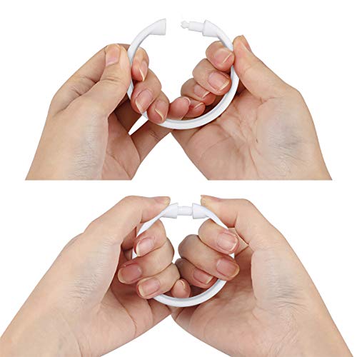 Qulable 12-Pack Plastic Shower Curtain Rings, Rust-Proof O-Shaped Hooks