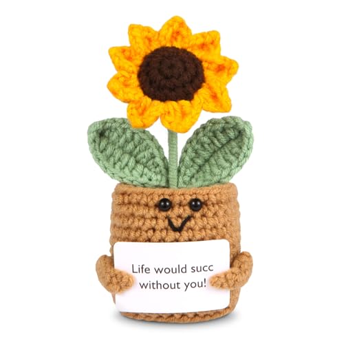 Handmade Crochet Sunflower Pot Set - Inspirational Gift for Women