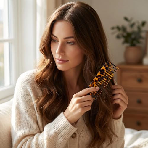 2 Pack Wide Tooth Hair Detangling Comb Mini Tortoiseshell Pocket Combs