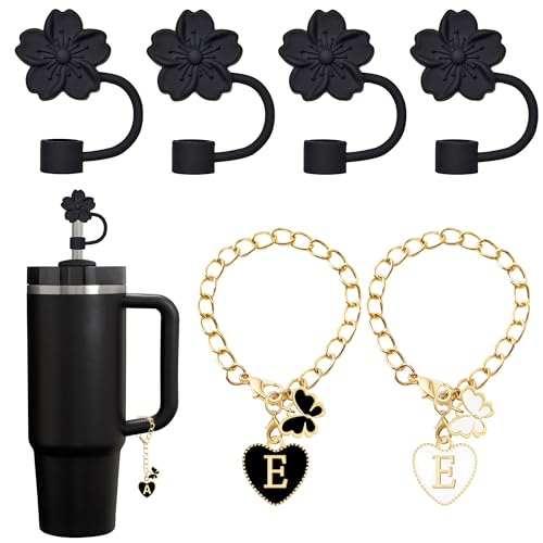 Silicone Straw Cover Caps for Stanley Cup - 4 Pack with Charms