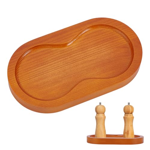 Wooden Salt and Pepper Grinder Tray - 2 Slot Storage Holder