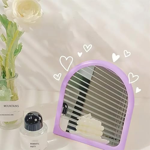 Small Arch Desk Makeup Mirror - Cute Aesthetic Vanity Mirror, Purple