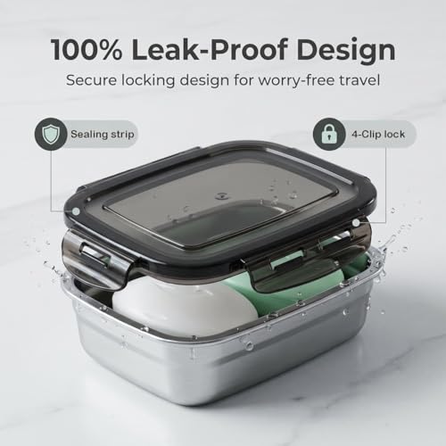 Vonpri Rectangular Stainless Steel Travel Soap Case, Leak-Proof Soapbox