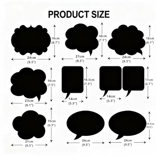 10pcs Writable Chalkboard Photo Booth Props Kit - Reusable Blank Signs