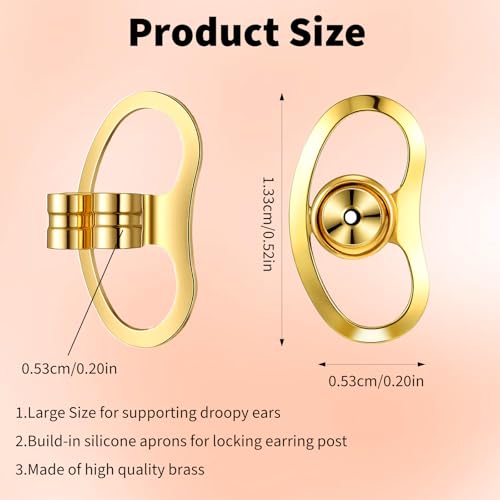 BOHUIZ 16 Pcs Locking Earring Backs for Heavy Earrings & Droopy Lobes