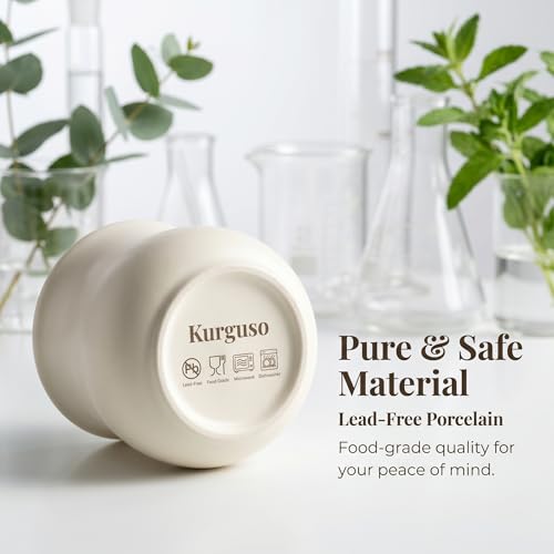 Kurguso 5.5 oz Porcelain Espresso Cups - Set of 2 White Demitasse Mugs
