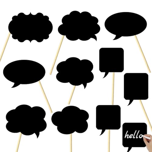 10pcs Writable Chalkboard Photo Booth Props Kit - Reusable Blank Signs
