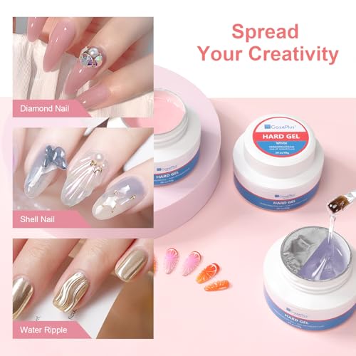 GAZEPLUS White Hard Gel 56g - 10-in-1 Builder Gel for Nail Extension and Strengthening