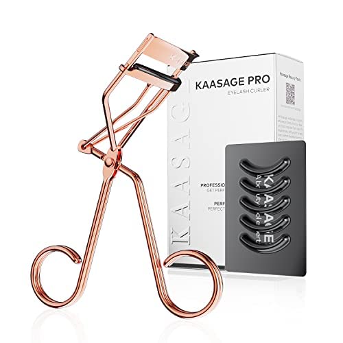 Kaasage Professional Golden Eyelash Curler with Refill Pads & Tweezers