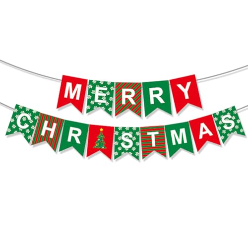 Merry Christmas Banner - Reusable Red & Green Decor for Parties