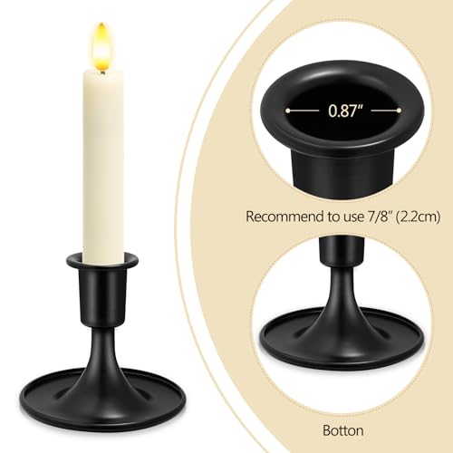 KSWING Short Black Metal Taper Candle Holders - Set of 2