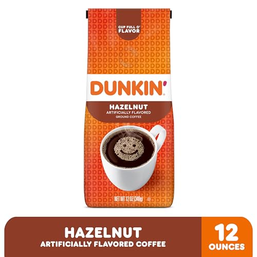 Dunkin' Hazelnut Ground Coffee, 12 Oz (Pack of 2) - Medium Roast