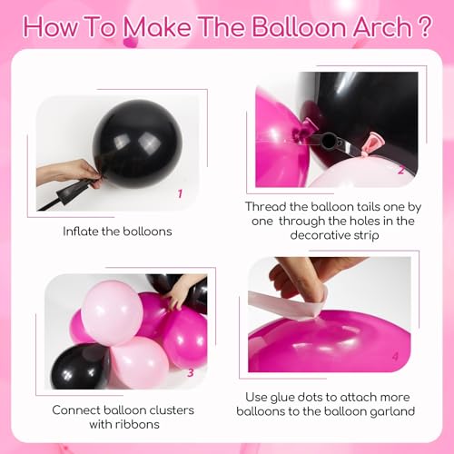 Pink and Black Birthday Decorations Party Pack with Balloons & Foil Balloons