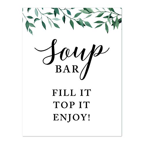 Andaz Press Soup Bar Wedding Sign, Natural Greenery, 8.5x11 Cardstock