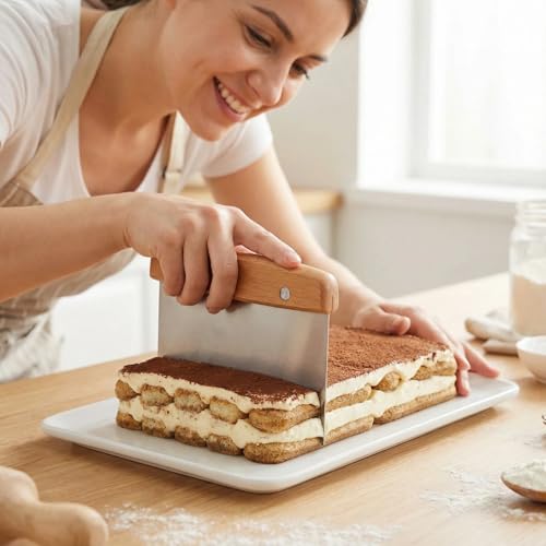 Dough Cutter & Kitchen Scraper - Stainless Steel Pastry & Food Chopper