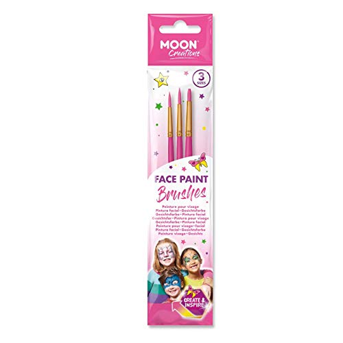 Moon Creations Face Paint Brushes - Pink Brush Set for Kids & Adults
