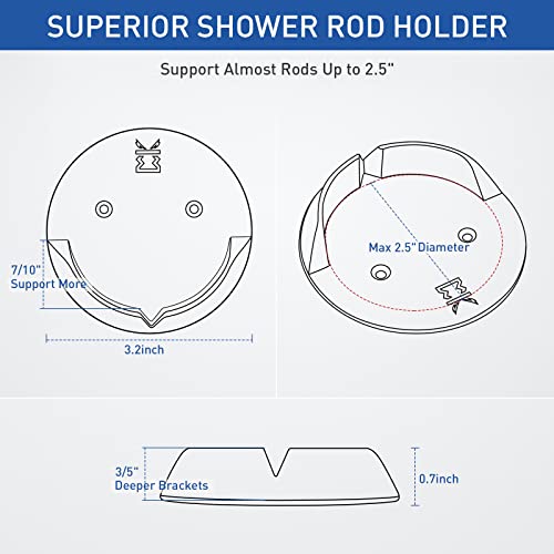 Kitosun Shower Curtain Rod Holders - Adhesive Wall Brackets (2 Pairs)