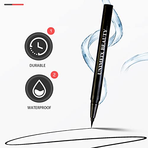 UNIMEIX Waterproof Liquid Eyeliner Pen - 12H Long-Lasting Black Eye Liner