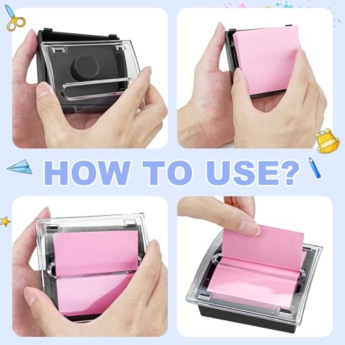 WERJOURU 3x3 Inch Pop Up Sticky Note Dispenser - Black Base (1)