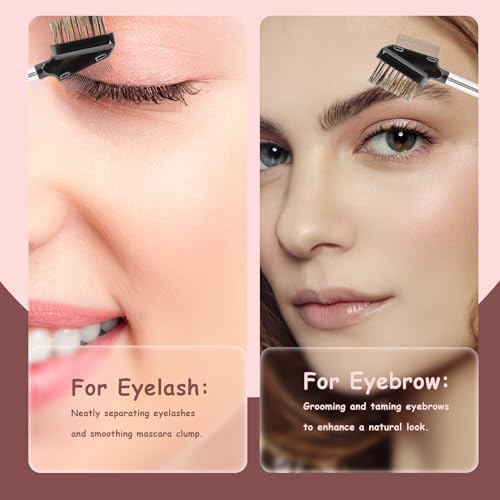 KALIONE Dual-Ended Eyebrow Brush and Stainless Steel Eyelash Comb