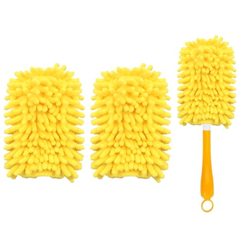 BEVAUEG 2 Pack Reusable Microfiber Duster Pads for Swiffer, 360 Dust Refills - Yellow