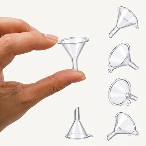 JueLanvie 5-Pack Mini Funnels for Essential Oils, 6mm Narrow Spout, Reusable