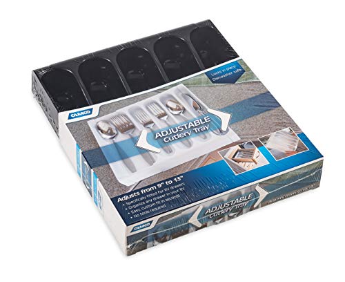 Camco Adjustable Cutlery Tray - Expandable Drawer Organizer for RV & Home