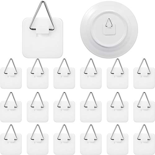Sawysine 40 Pcs Invisible Adhesive Plate Hangers, 1.25 Inch Wall Hooks