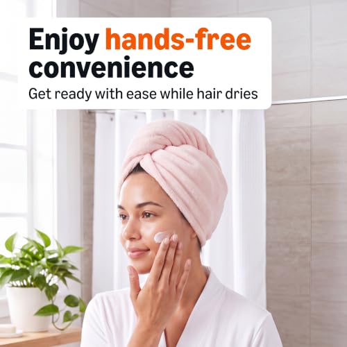 Amazon Basics Microfiber Hair Towel Wrap - Quick Dry, 2-Pack (Grey/Pink)