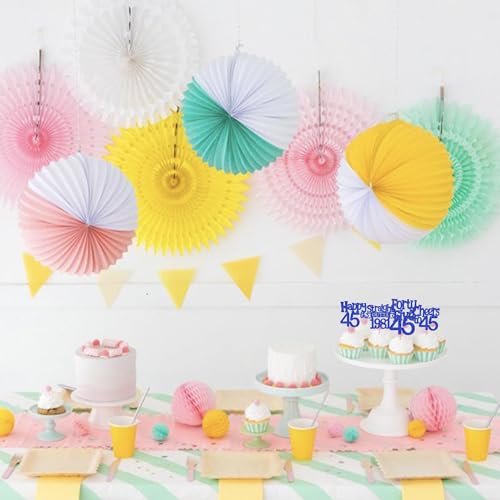 30PCS Glitter 45th Birthday Cupcake Toppers - Cheers to 45 Years