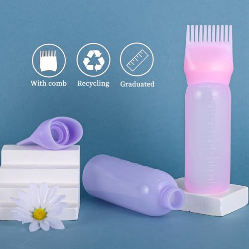 Pimoys 6oz Root Comb Hair Dye Bottle - Squeeze Dispenser with Graduated Scale