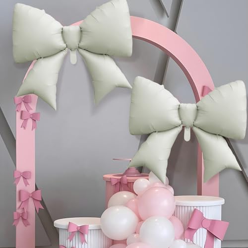 Jumbo Beige Bow Balloons - 2 Pack Birthday Party Decorations