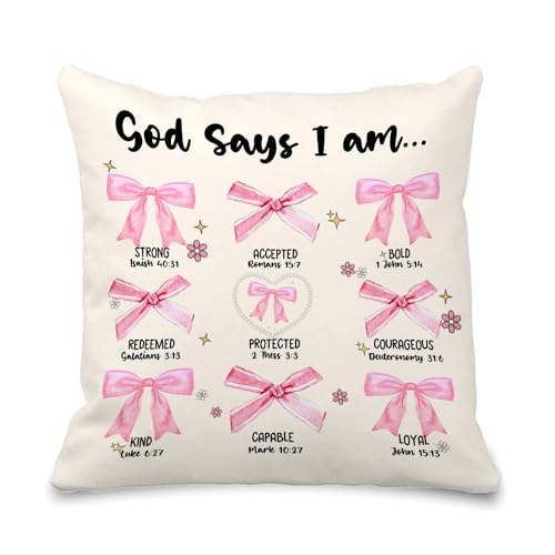 Inspirational Bible Verse Pillow Cover - 18x18 Flannel, Pink