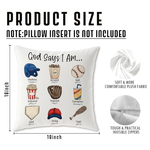 God Say Ball Baseball Pillow Cover 18x18 for Boys Room