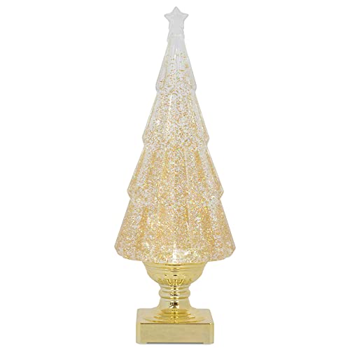 Gold Swirling Glitter Tree - Holiday Decor, 14-Inch Christmas Tree Accent