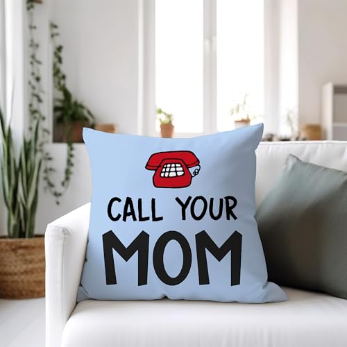 Funny Call Your Mom Pillow Cover 18x18 - Cozy Flannel Dorm Decor