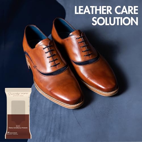 Swanky Leather Cleaner & Conditioner Wipes - 60 Count, Restores Shine