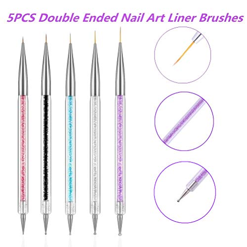 FULINJOY Resin Nail Art Palette and 5 Pcs Double-Ended Nail Brushes Set