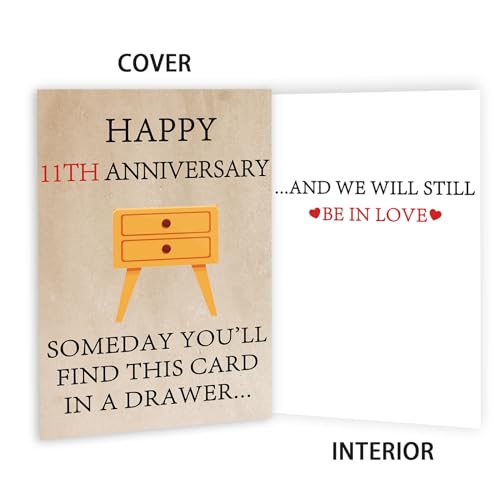 Funny 11th Anniversary Card for Him/Her - Premium Design